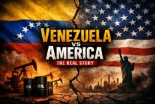 Venezuela vs United States political conflict explained with oil and flags